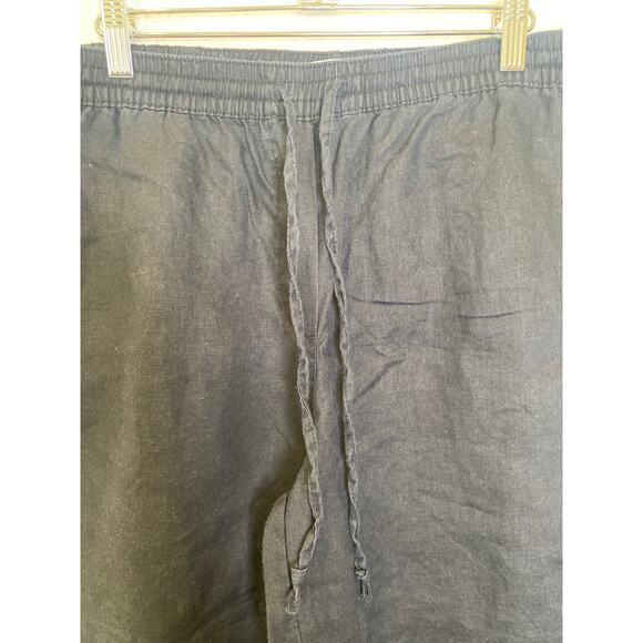 DKNY Pure Linen Crop Wide Leg Pants & Short Sleeve Top Set EUC Sz S/M Black - Picture 10 of 16